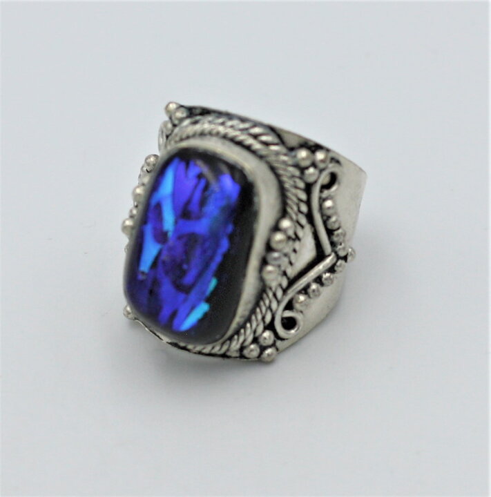 Bred ring med dichroiskt glas stl 17,5