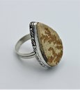 Droppformad ring med Psilomelan dendrit stl 17,5
