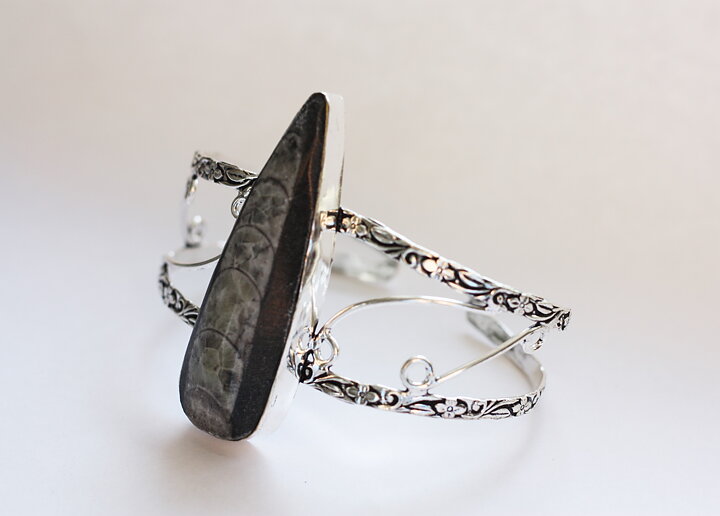Stelt armband med ortoceratit fossil