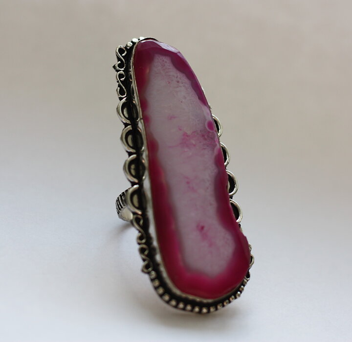 Maffig ring med rosa agat stl 19