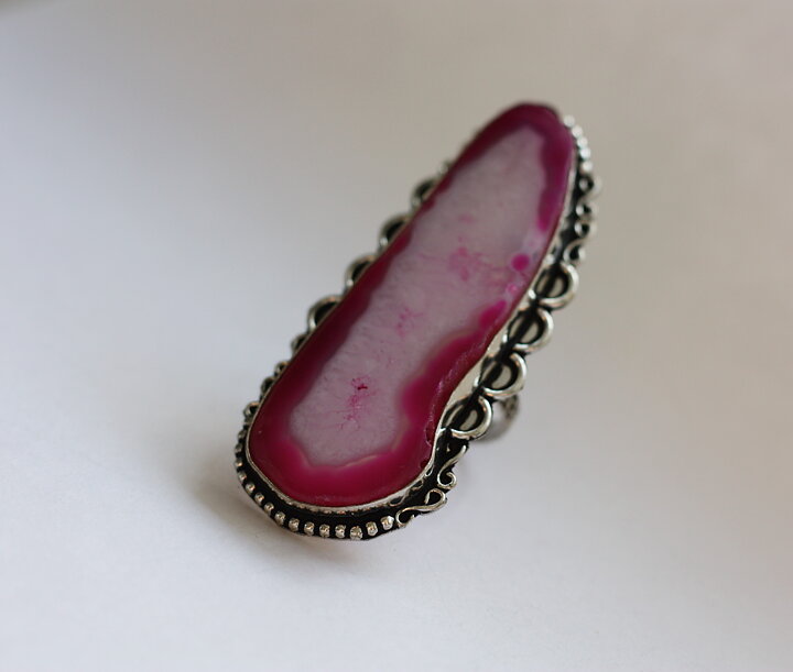 Maffig ring med rosa agat stl 19