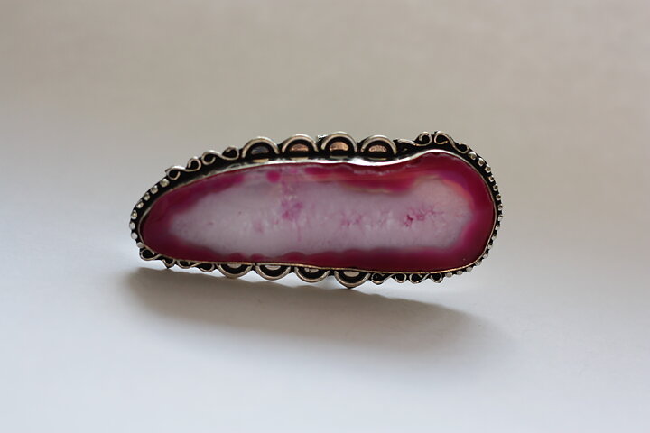 Maffig ring med rosa agat stl 19