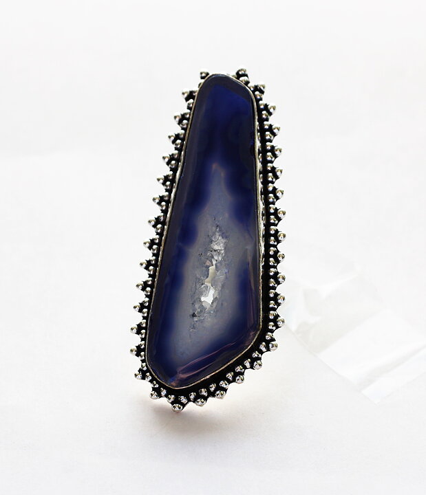 Magnifik ring med blå agatgeod stl 18