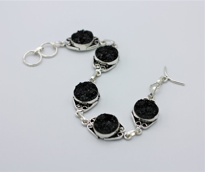 Armband med svart druzy agat