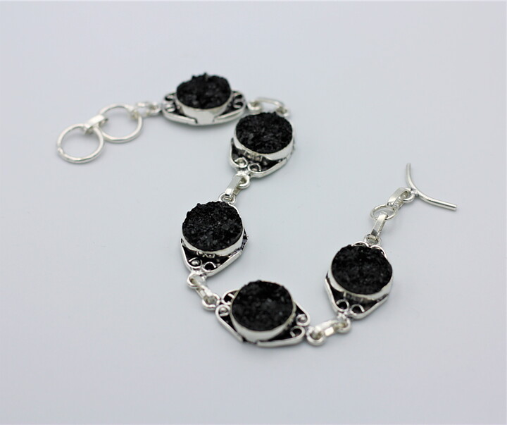 Armband med svart druzy agat