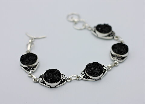 Armband med svart druzy agat