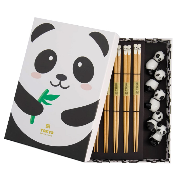 Ätpinnar & ställ, PANDA, i presentförpackning, Japan
