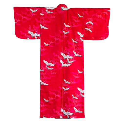 Yukata Flygande tranor, röd - 2