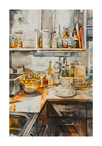 Kitchen In The Morning - Poster
