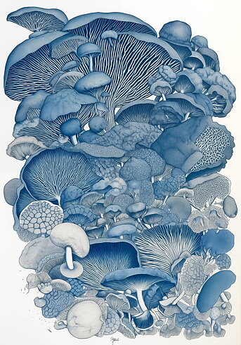 Blue Mushroom No1 - Poster