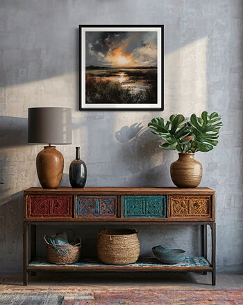 Landscape Swamp Sun - Poster