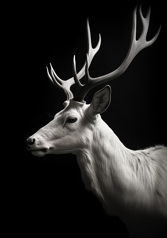 Animal White Deer - Poster