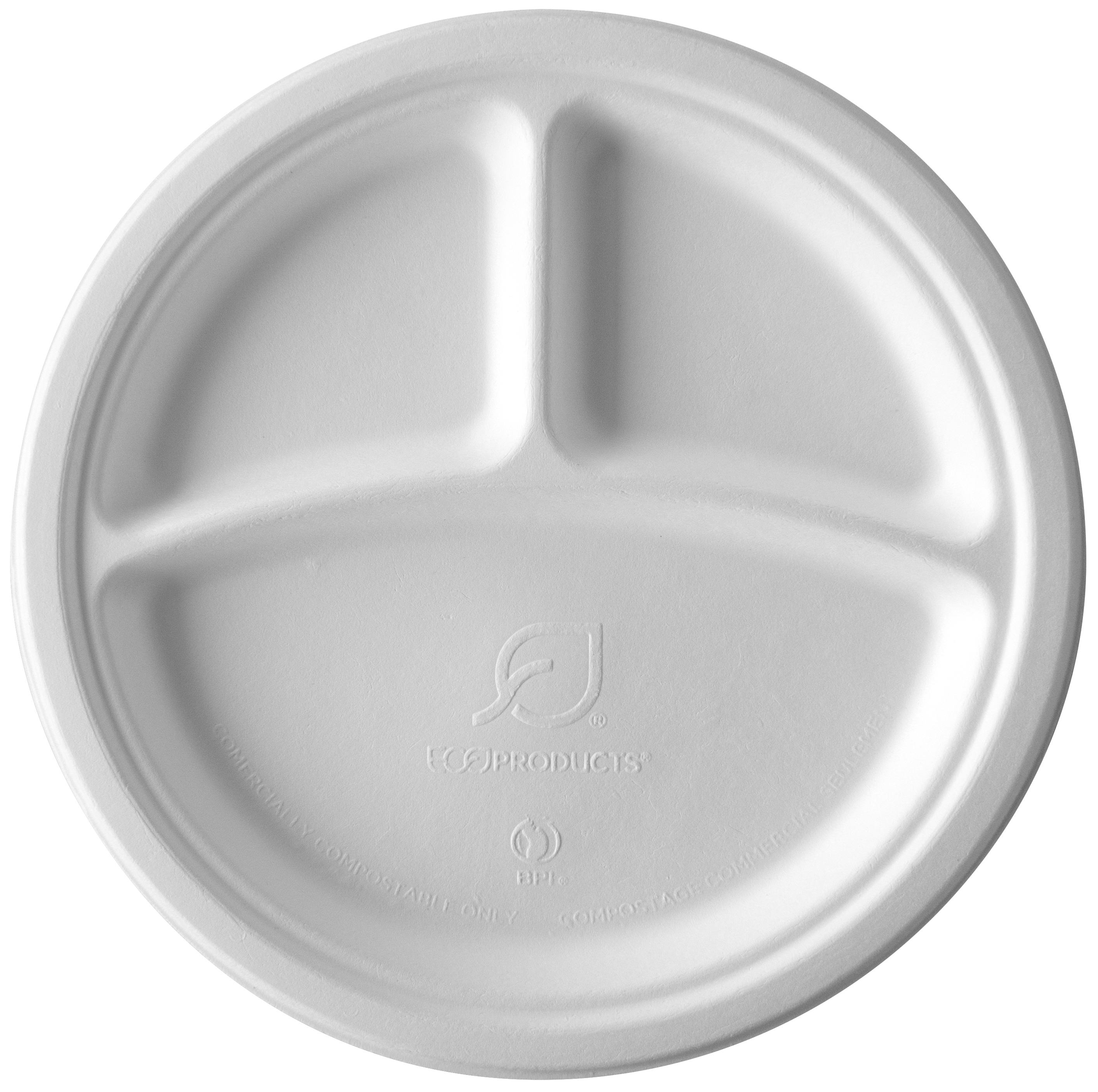 Round bagasse plate with 3 compartments - ø 230mm