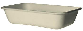 Natural rectangular bagasse container - 940ml / 32oz