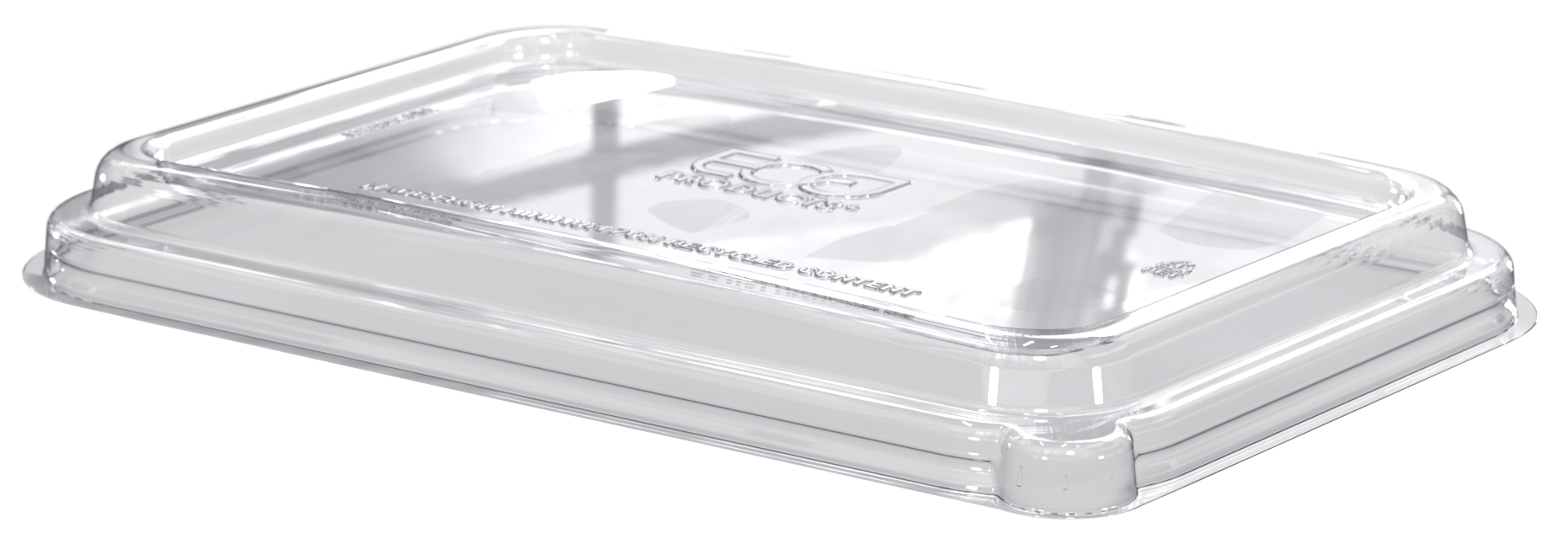Plastic lid for rectangular bagasse container - fits 355-470ml / 12-16oz