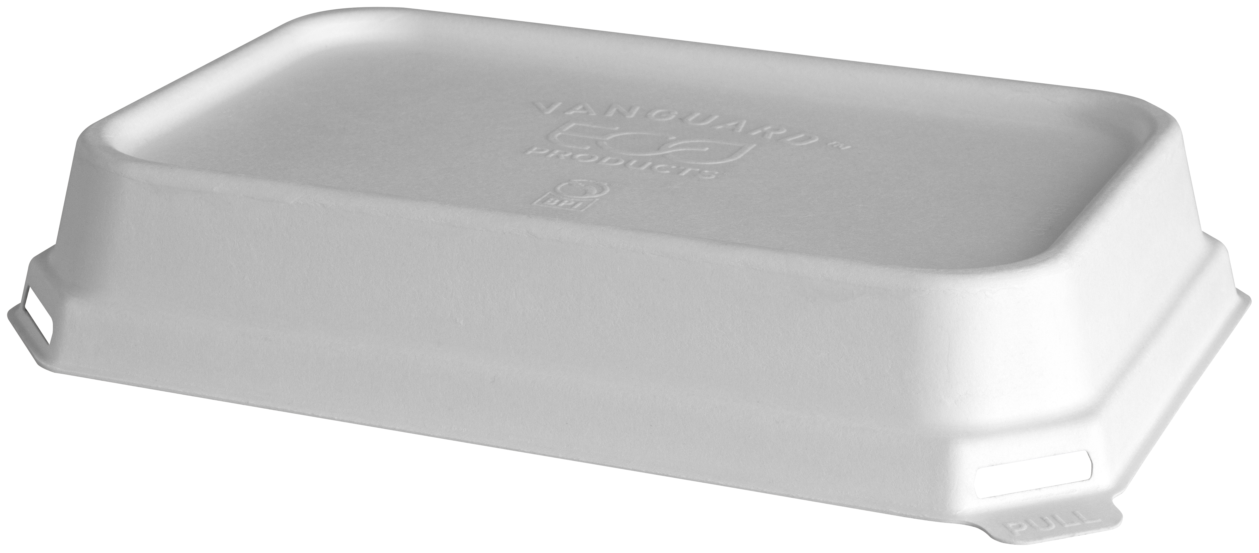 Dome lid for rectangular bagasse container - fits 710-940ml / 24-32oz