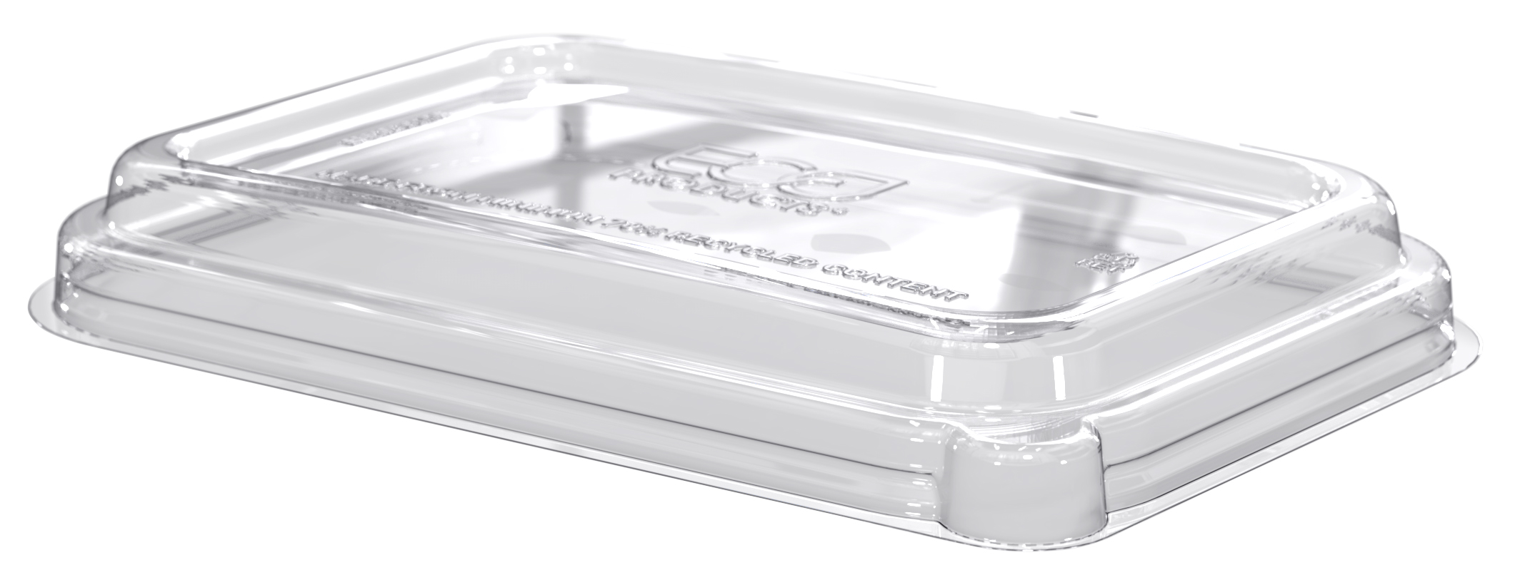 Plastic lid for rectangular bagasse container - fits 710-940ml / 24-32oz