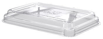 Plastic lid for rectangular bagasse container - fits 710-940ml / 24-32oz