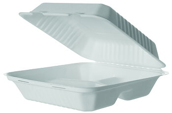 Soak-proof clamshell with 3 compartments - 230x230x75mm
