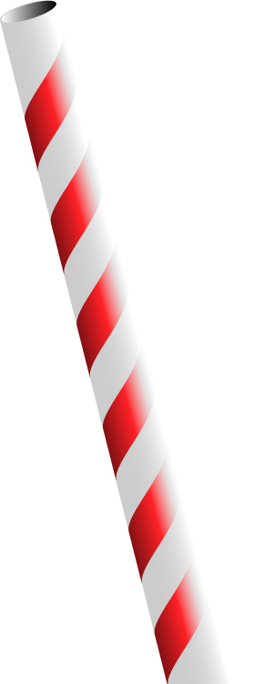 White/red paper straw - 195 / 6mm
