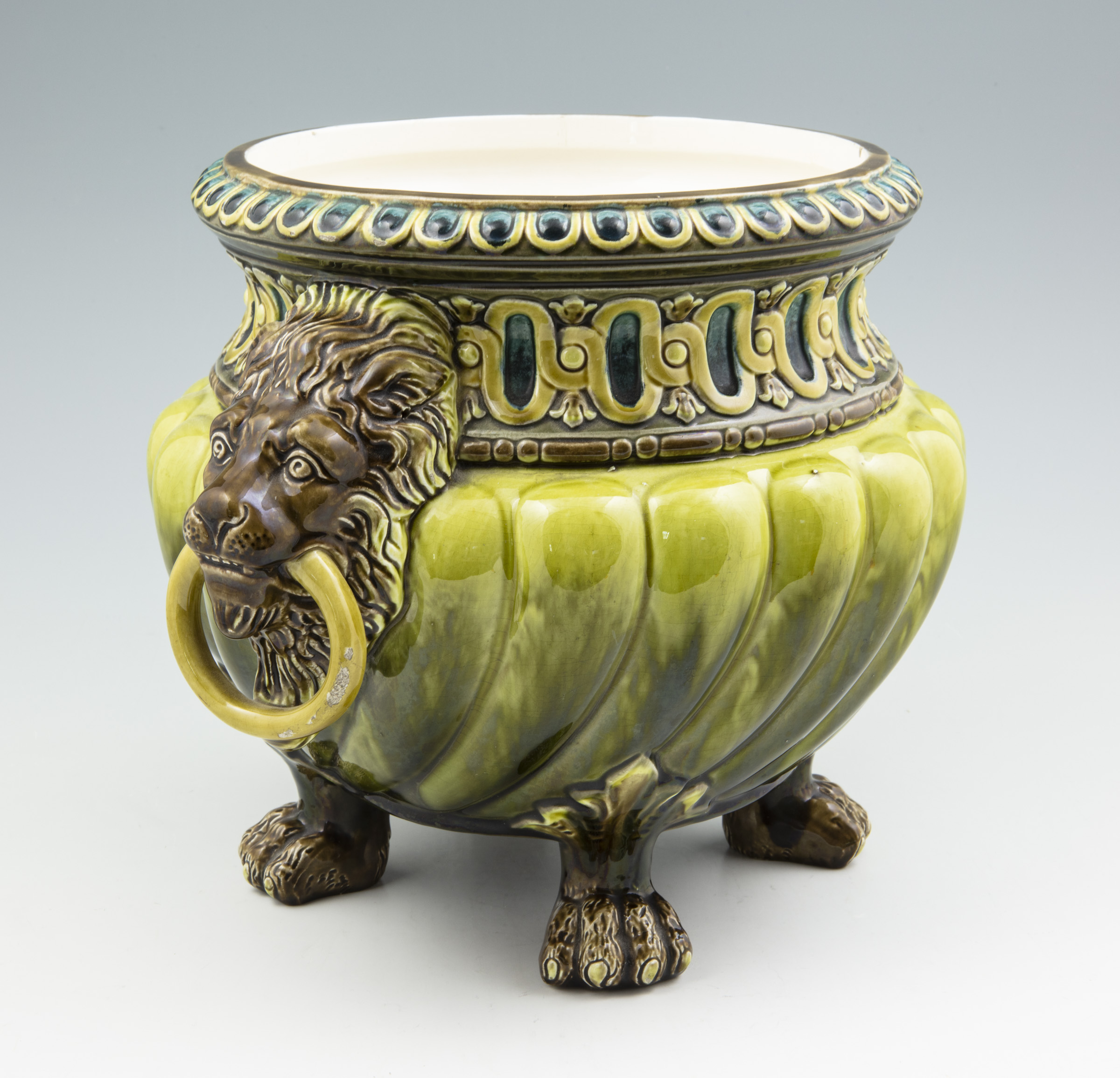 Jardinière med Lejonhuvud - Majolika - Julius Dressler - 2