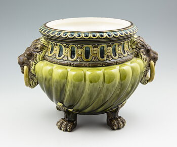 Jardinière med Lejonhuvud - Majolika - Julius Dressler
