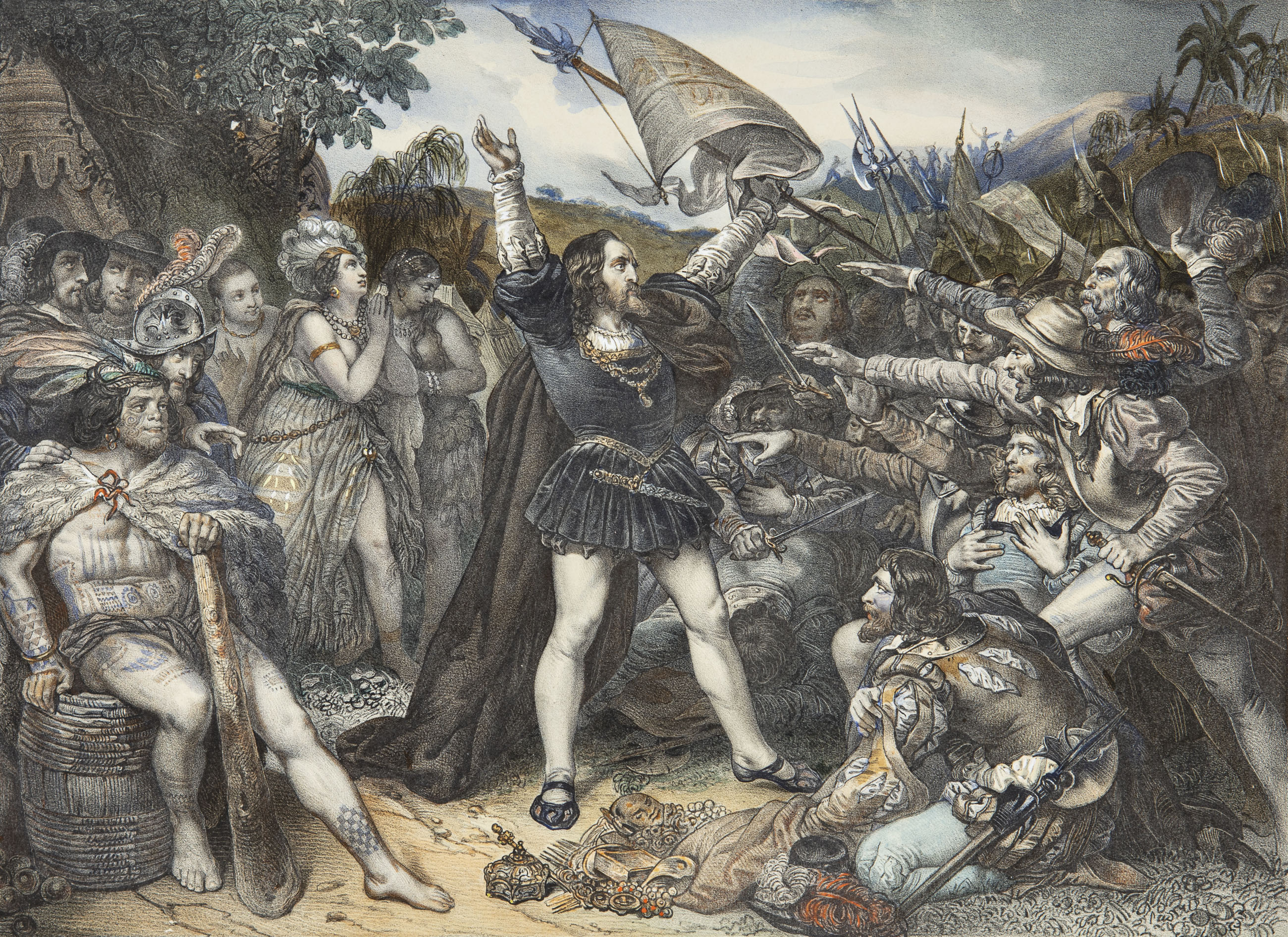 Fernand cortes appaisant la Révolte de son Armée - Hermann cortes apacigúando el motin - 2