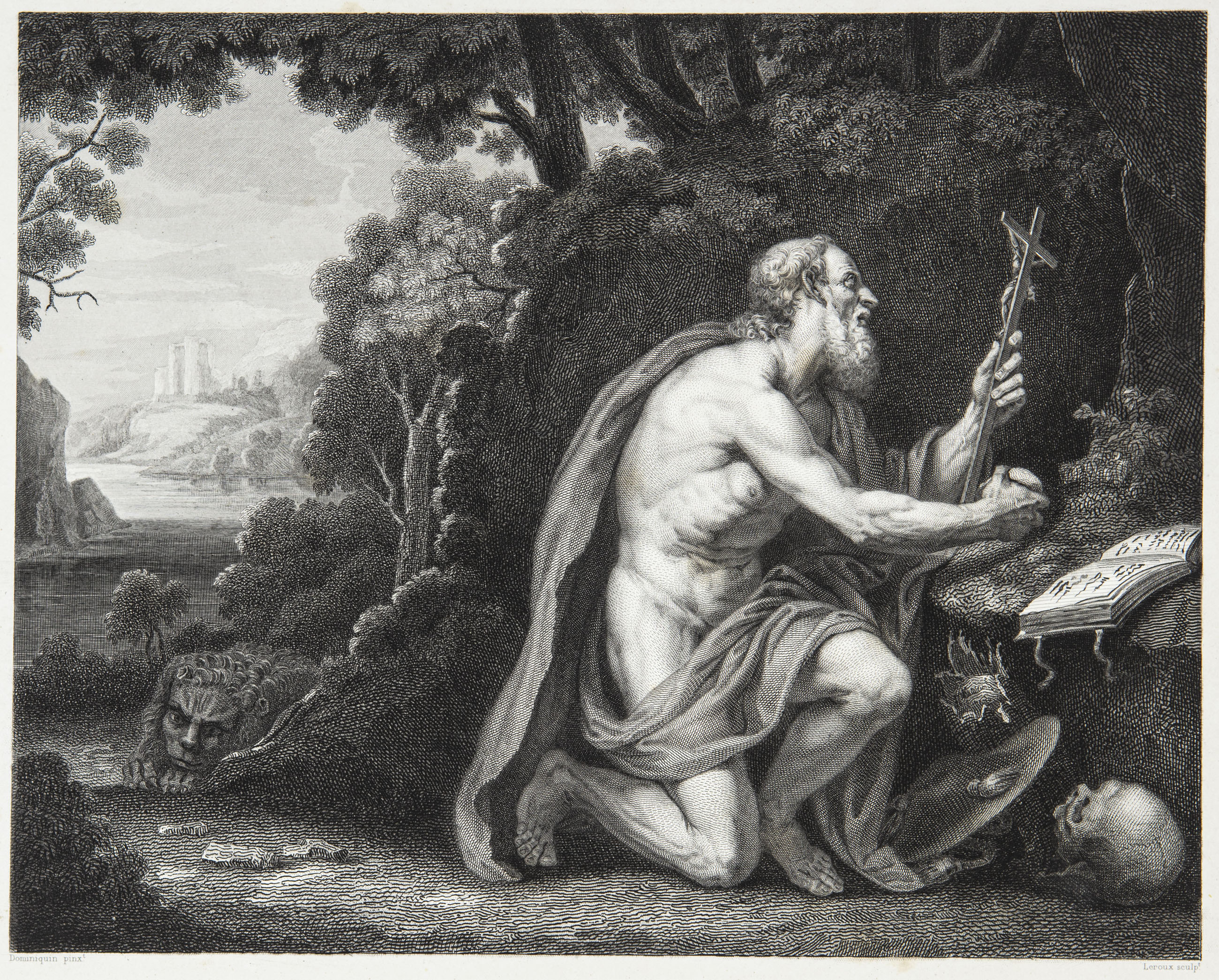 Engraving after Domenico Zampieri (Le Dominiquin) - Saint Jérome - 2