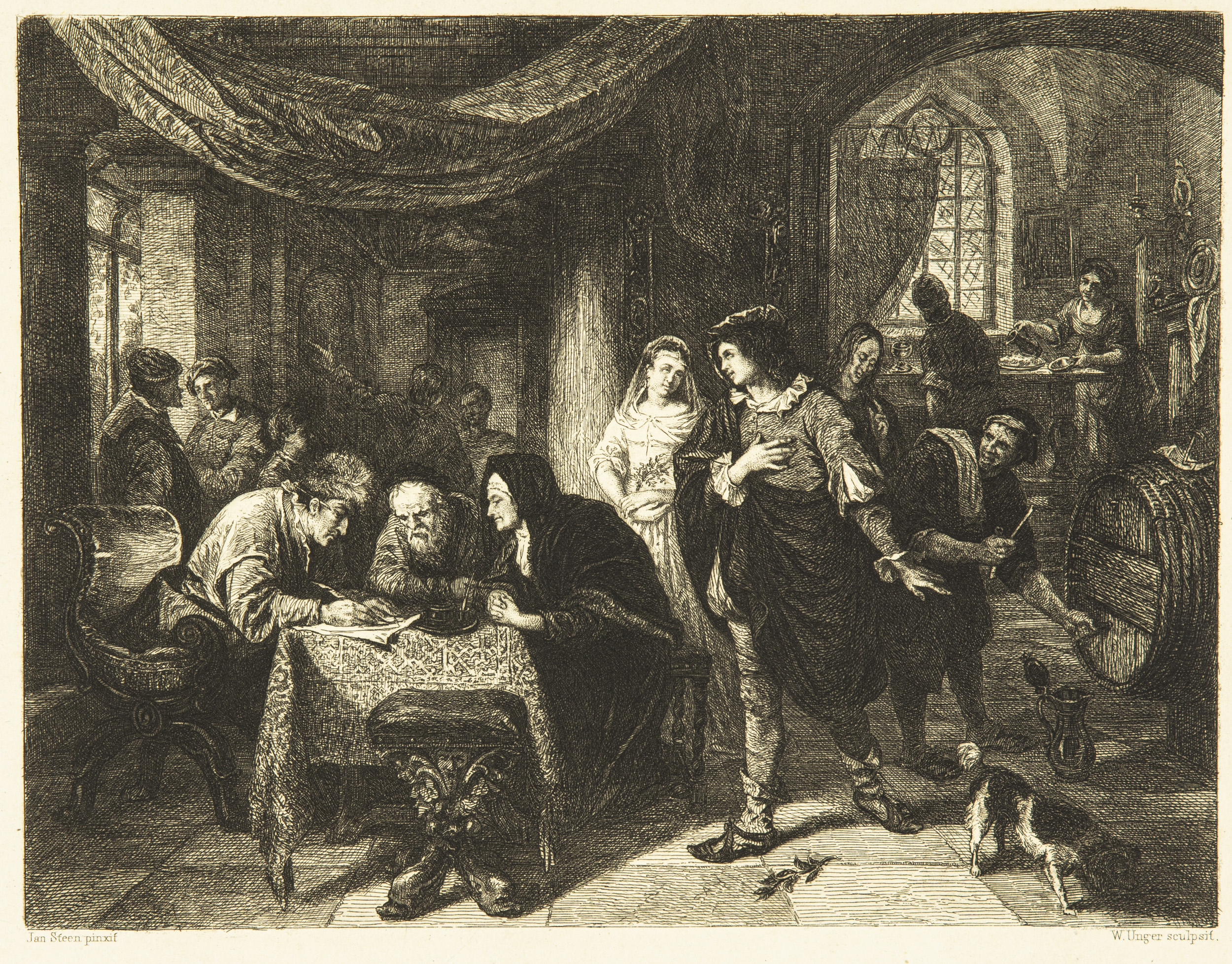 Etsning efter Jan Steen - Tobias och Sarahs äktenskap - 2