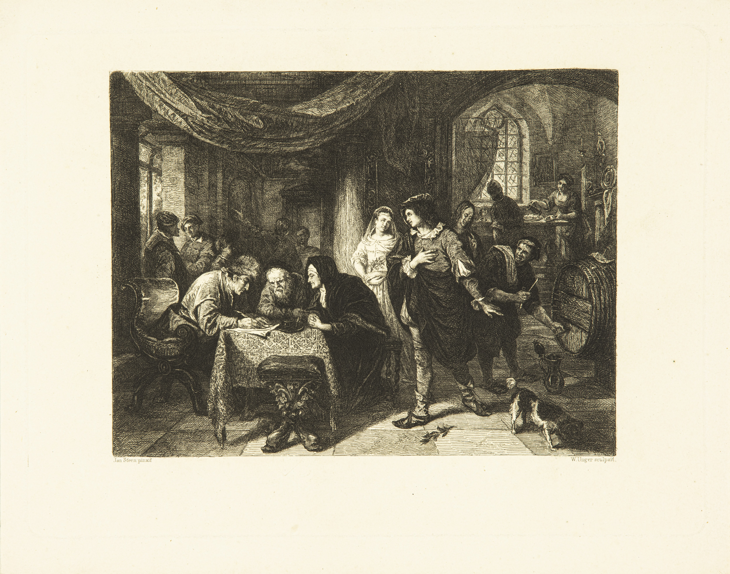 Etsning efter Jan Steen - Tobias och Sarahs äktenskap