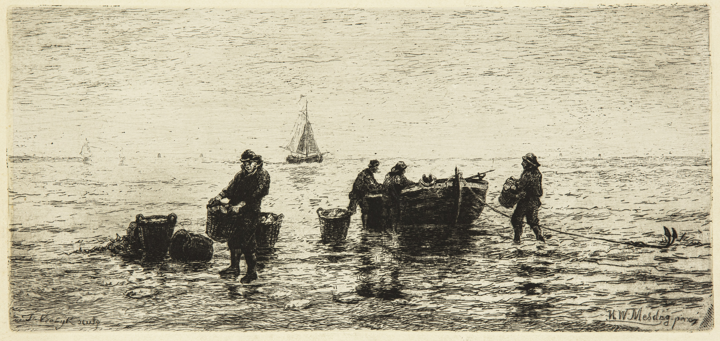 Etching after Hendrik Willem Mesdag - Fishermen - 2