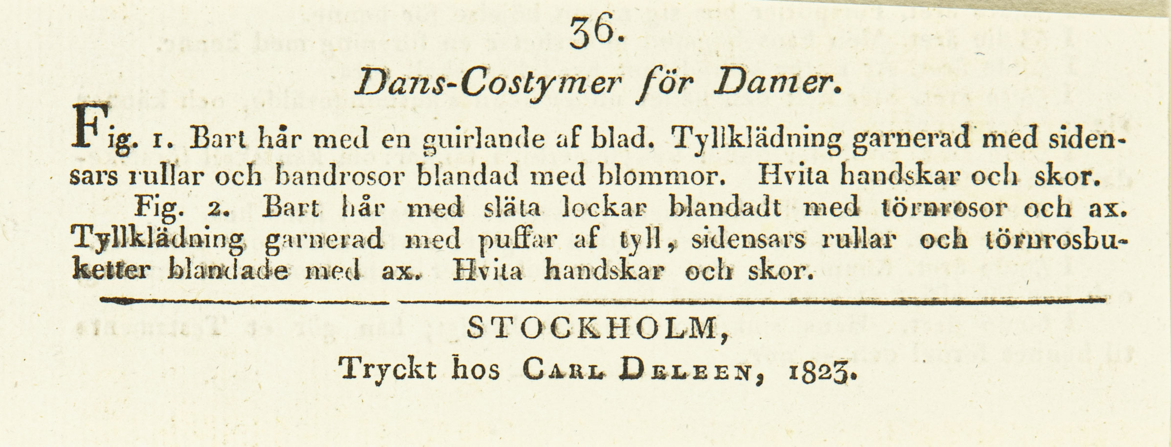Mode-Costumer från Paris - 5:e Årgången Nr 36- 1823 - 2