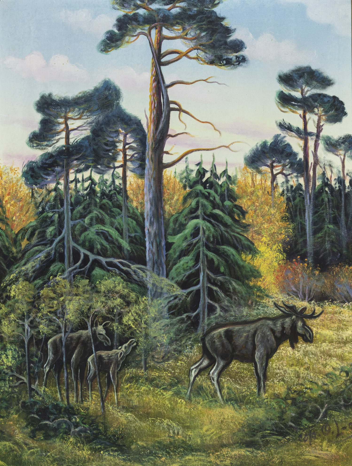 Nature motif with moose - 2