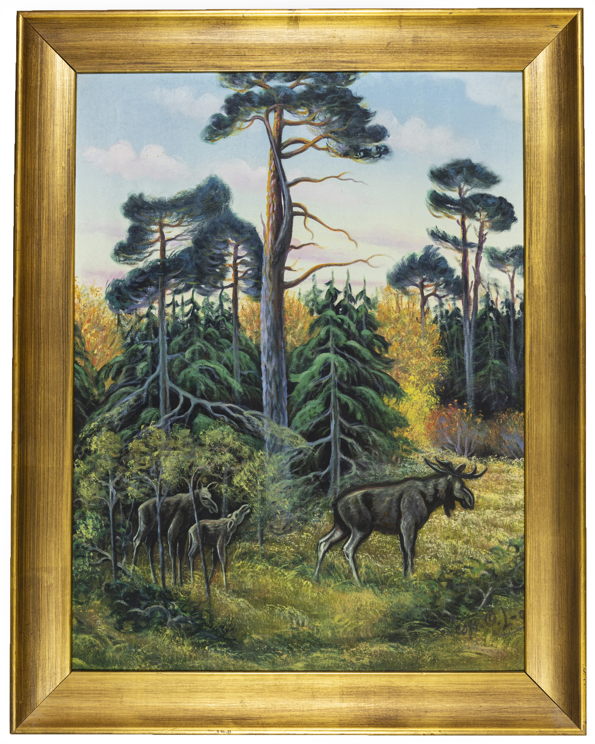 Nature motif with moose