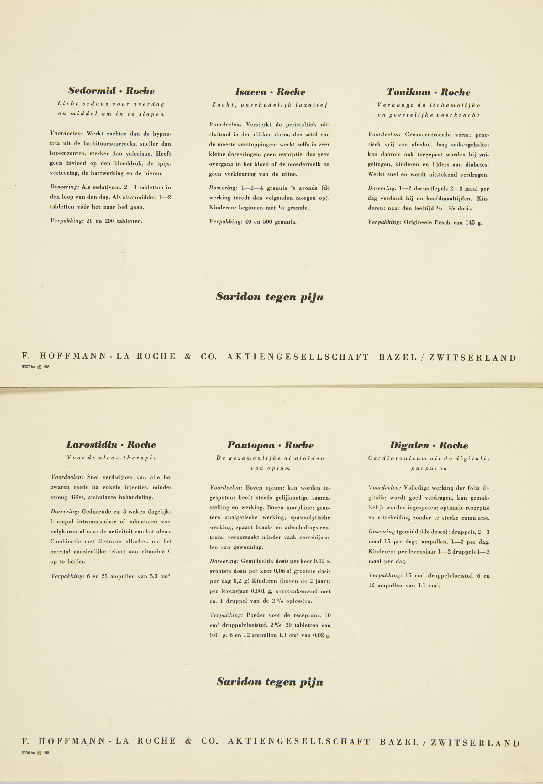 6 st Äldre reklambilder för Mediciner - F. Hoffman - La Roche & Co - Schweiz - 2