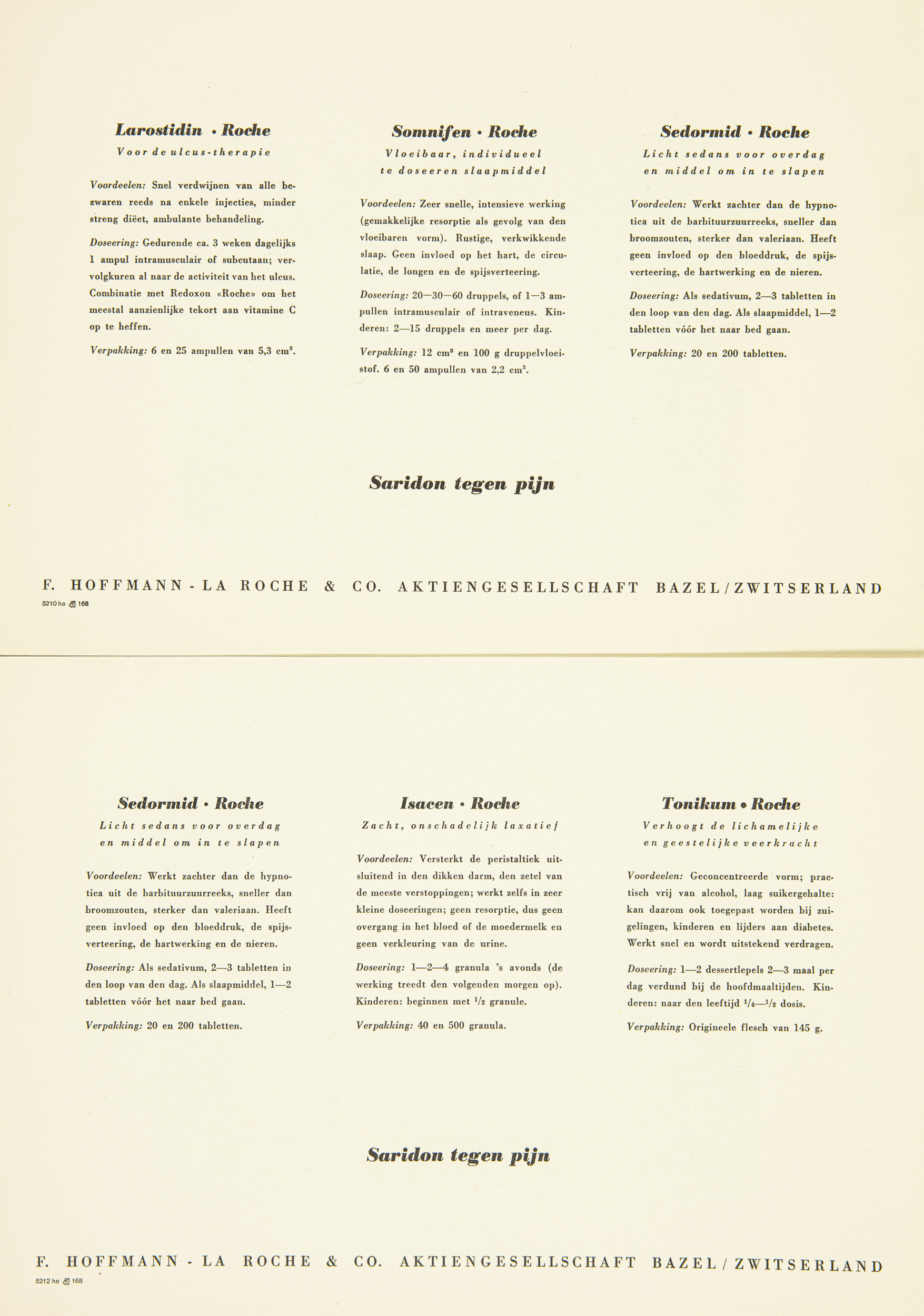 6 st Äldre reklambilder för Mediciner - F. Hoffman - La Roche & Co - Schweiz - 4