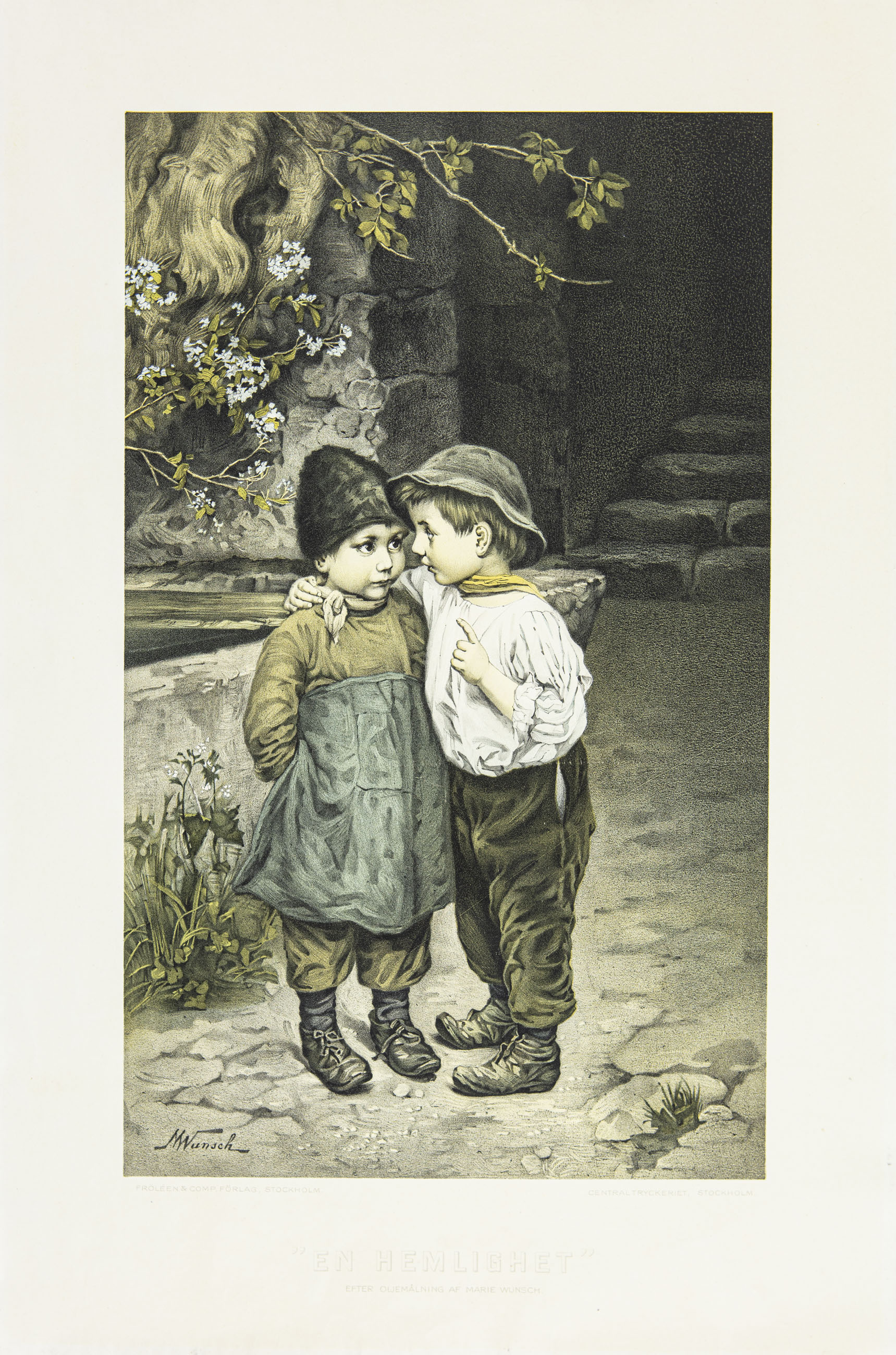 Lithographic Print after Marie Wunsch - A secret