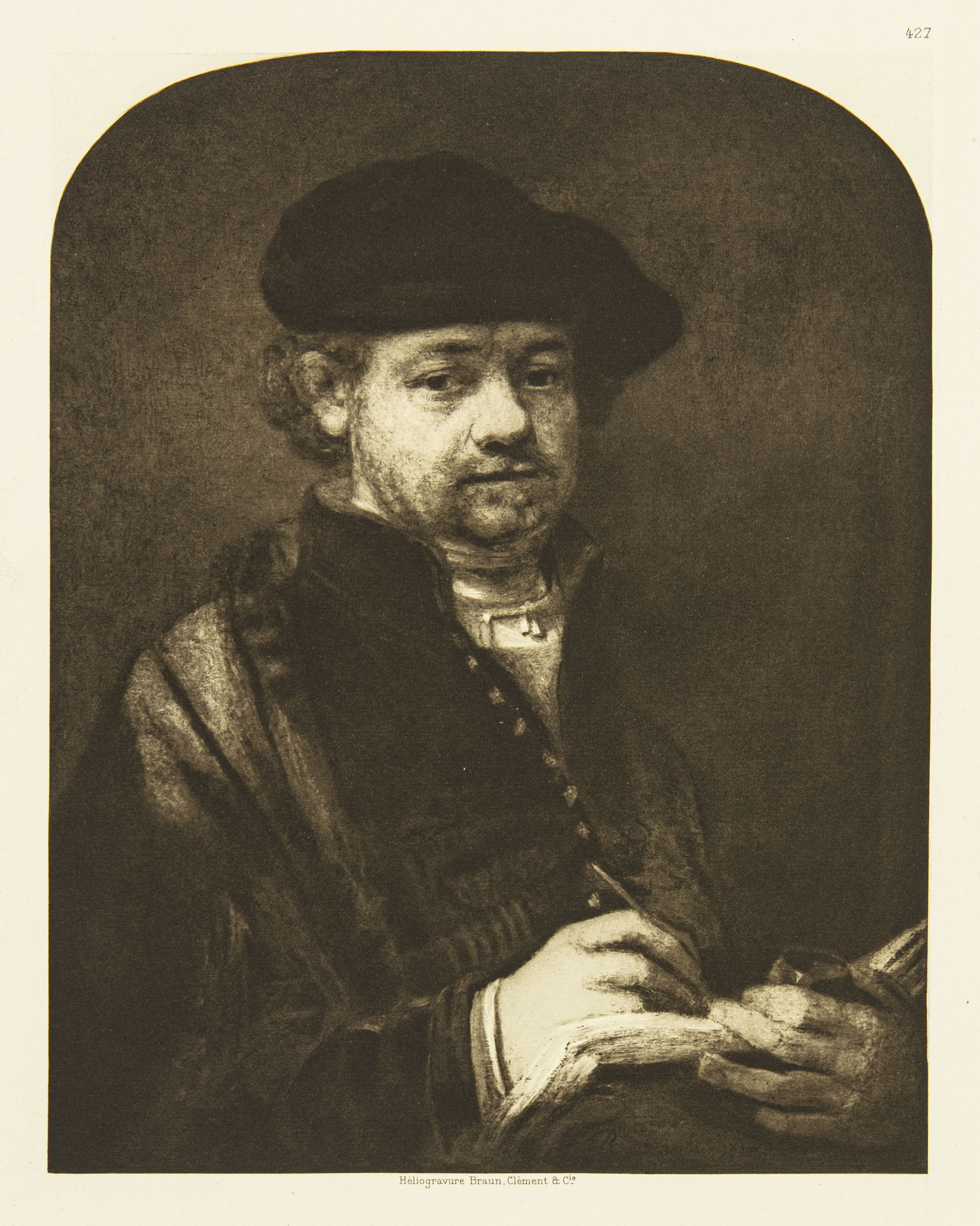 Rembrandt im begriff zu zeichen