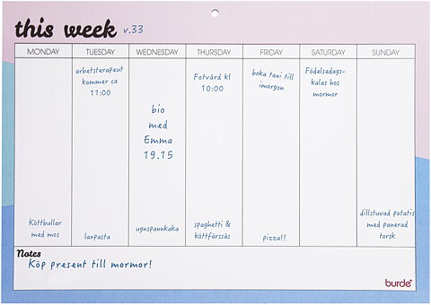 Veckoplan  A4 - this week