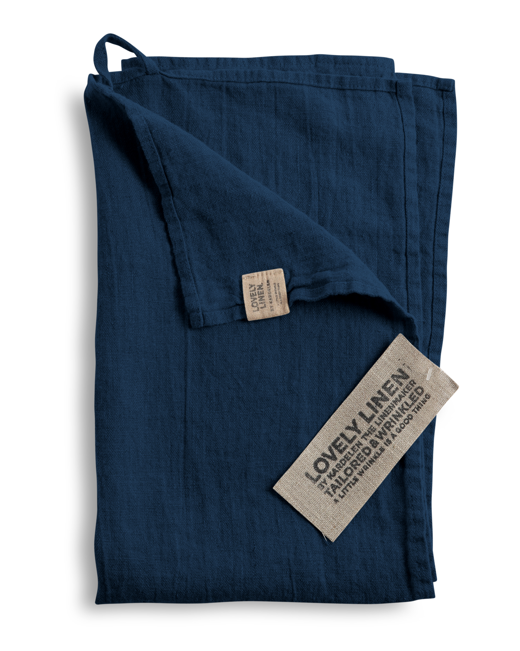 kitchen towel - linen - navy check – Ezu Studio