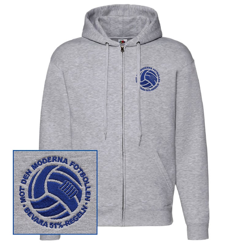 Mot den moderna fotbollen - Zip hoodie (brodyr, inget tryck bak)
