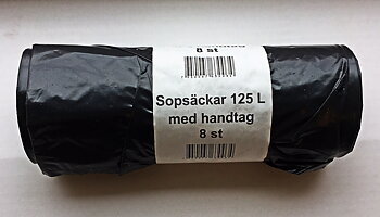 Sopsäckar m handtag 125L 8st