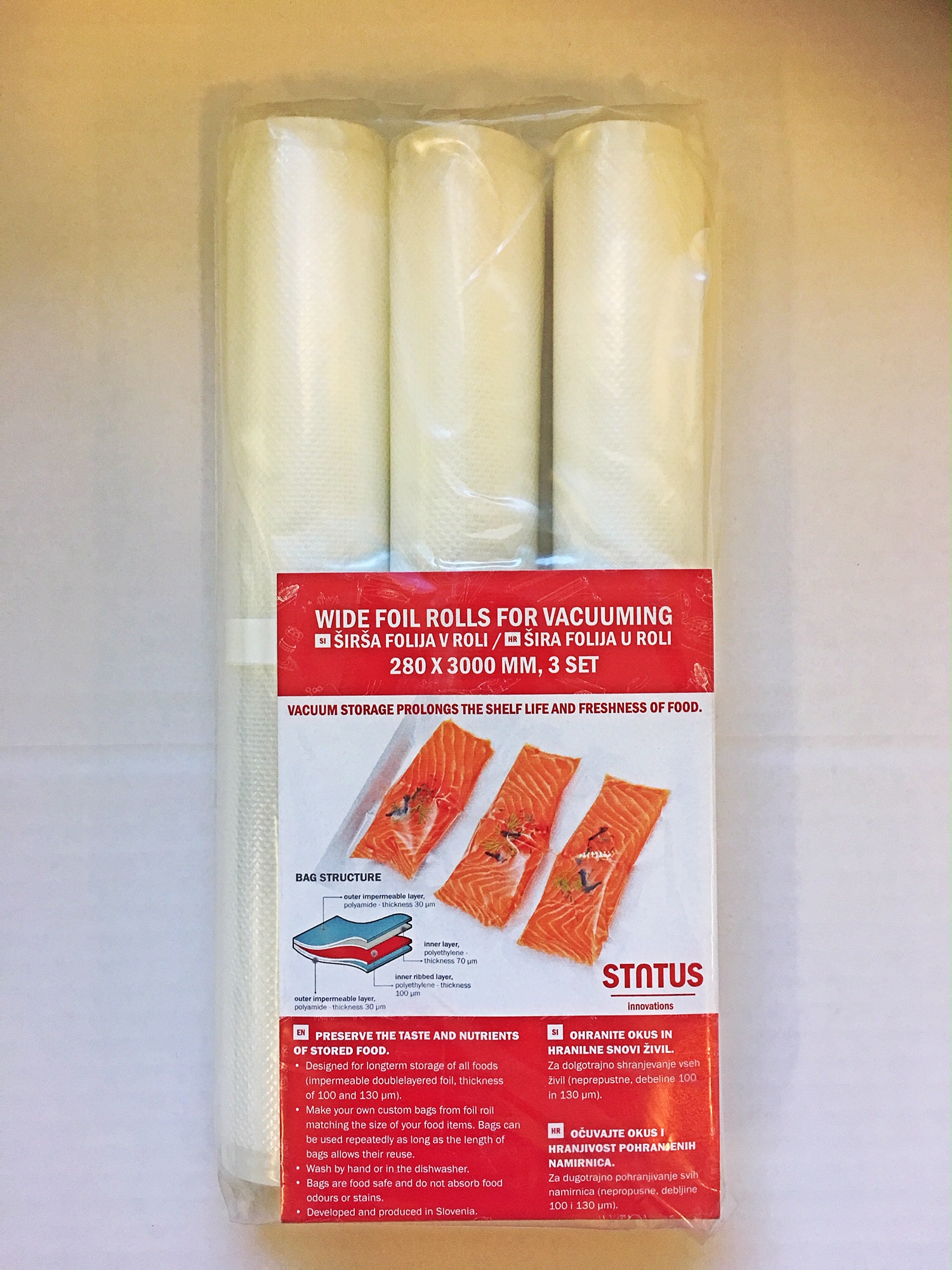Status Vakuumrulle 28cm x 3m 3-pack 100/130my