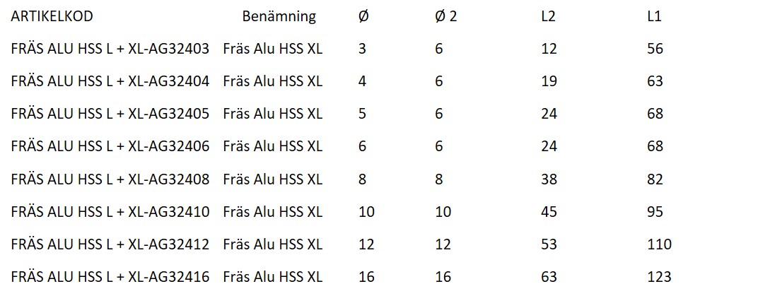 3-skär HSS fräs extra lång  - 3