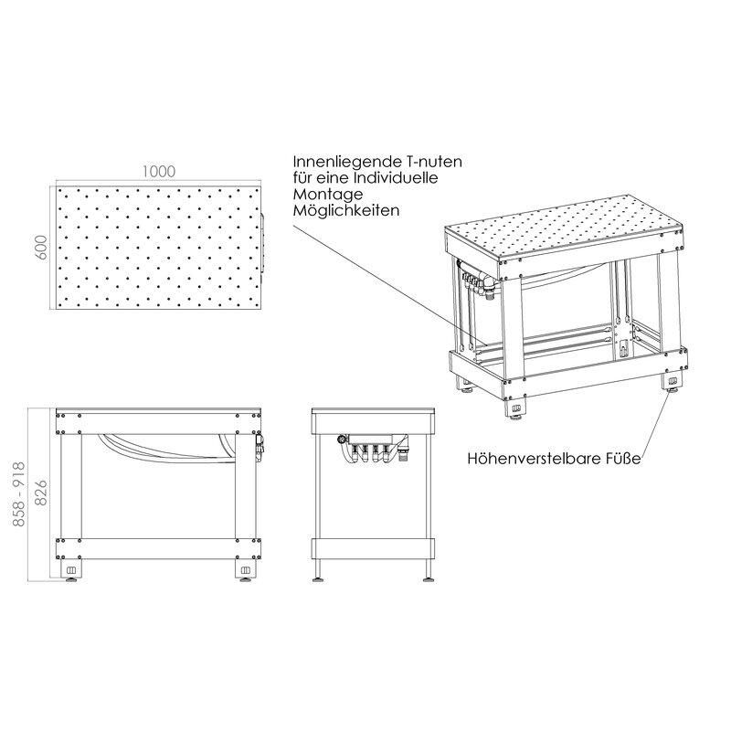 Monterat hålat  vakuumbord Industrial Pro 1000x600 - 7