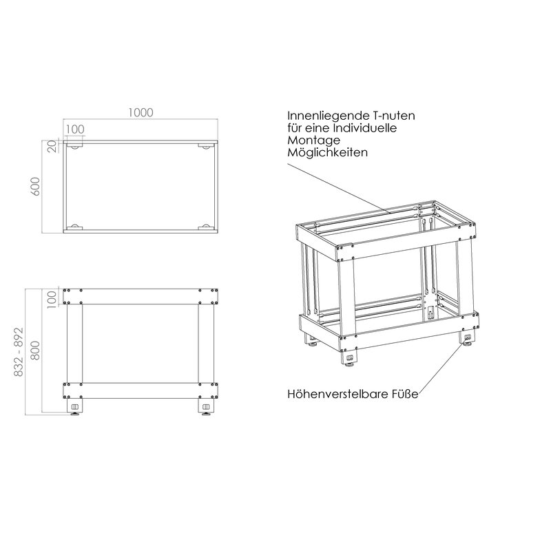 Monterat hålat  vakuumbord Industrial Pro 1000x600 - 8