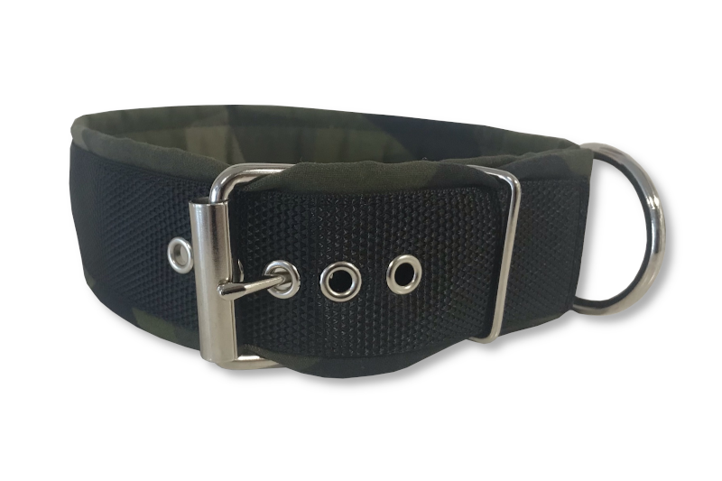 Broderat ställbart halsband med tygfoder - 3