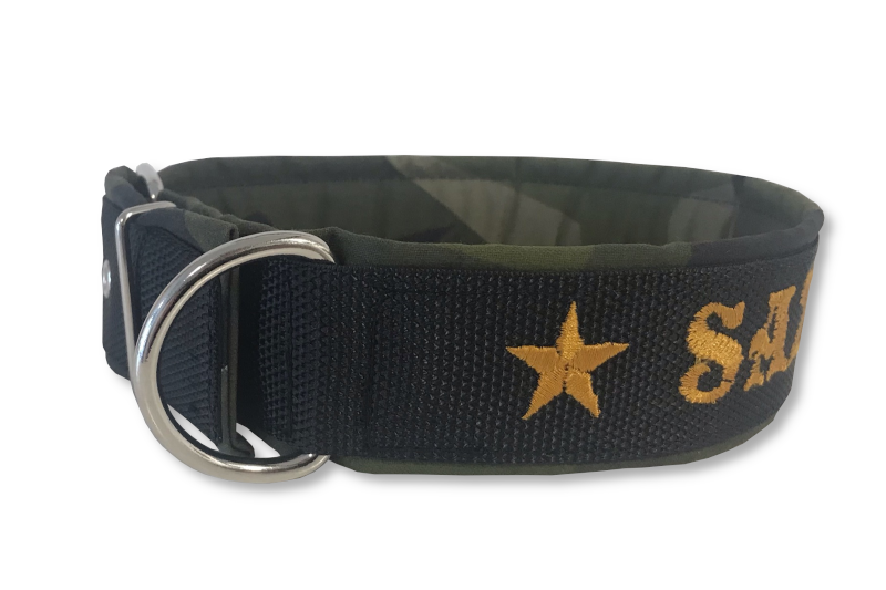 Broderat ställbart halsband med tygfoder - 2