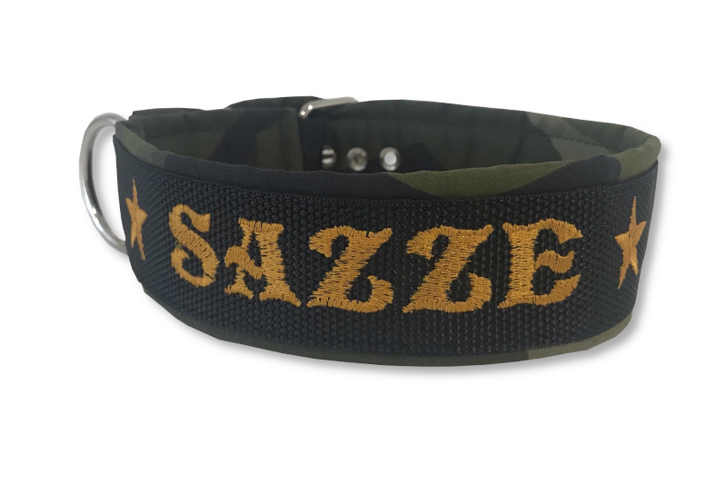 Broderat ställbart halsband med tygfoder - 4