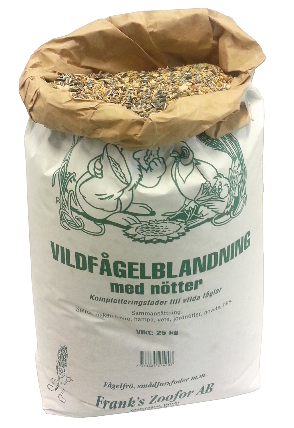 Vildfågelblandning med nötter och naken havre 25 kg
